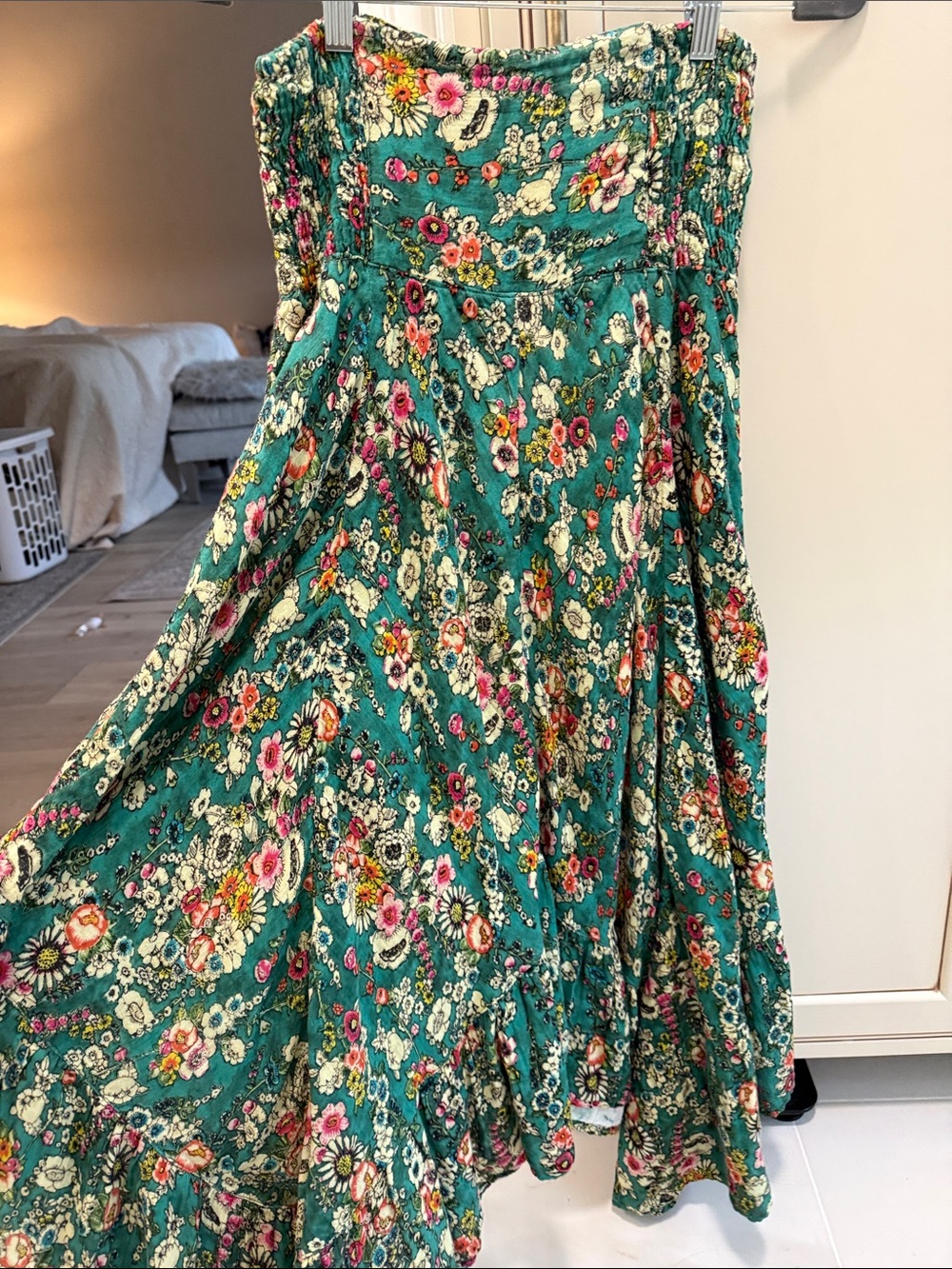 Turquoise/Green Floral Smocked Waist Maxi Skirt from Natural Life - Picture 5 of 6